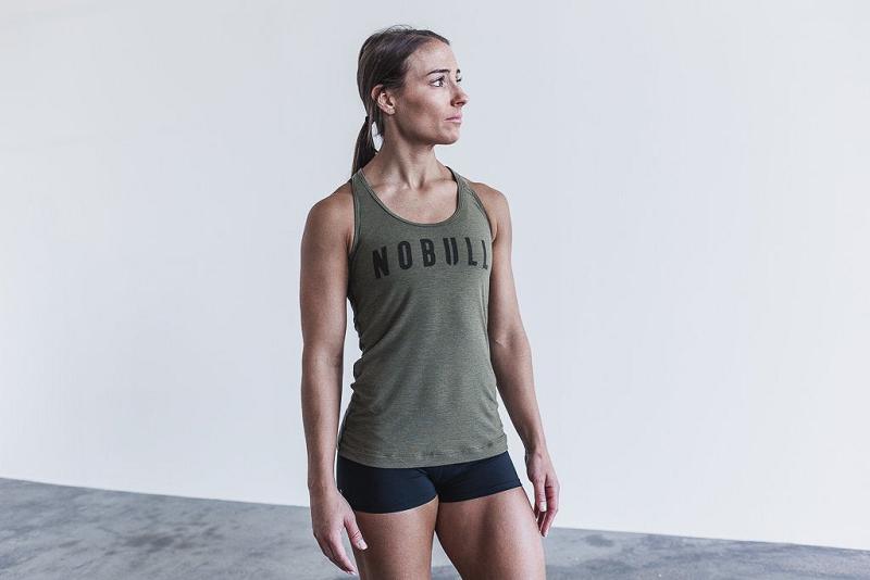 Women's Nobull WoRacerback (CLASSIC Colors) Tanks Olive | SG X3219Y